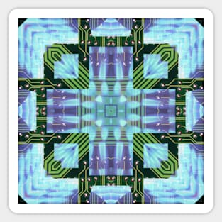 Circuitboard fire Kaleidoscope Pattern (Seamless) 18 Sticker